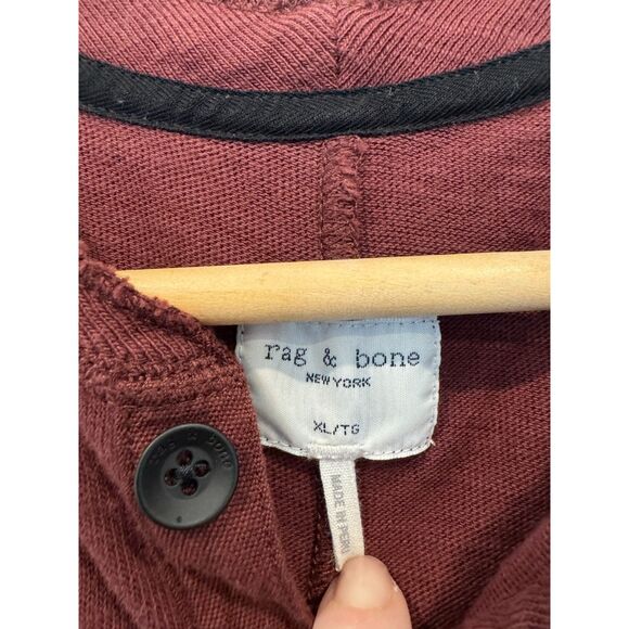 Rag & Bone Men’s Slim Fit Henley Shirt Maroon Long Sleeve Size XL - Picture 6 of 6